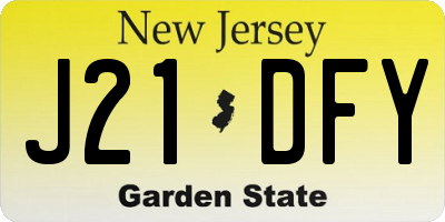 NJ license plate J21DFY