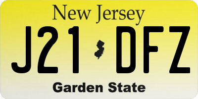 NJ license plate J21DFZ