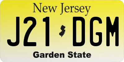 NJ license plate J21DGM