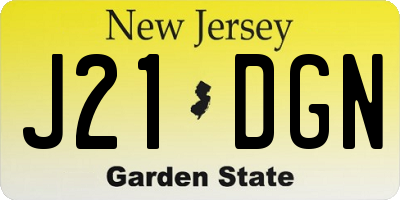 NJ license plate J21DGN