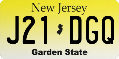 NJ license plate J21DGQ