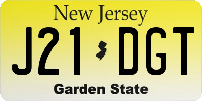 NJ license plate J21DGT