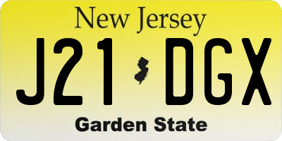 NJ license plate J21DGX