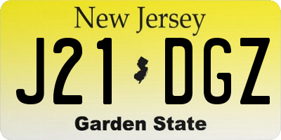 NJ license plate J21DGZ