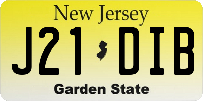 NJ license plate J21DIB