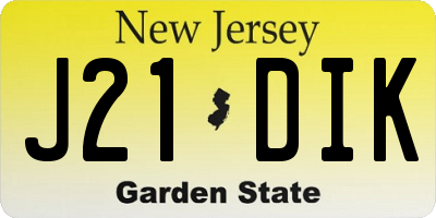 NJ license plate J21DIK