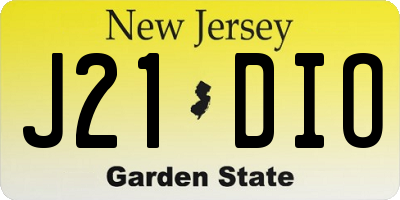 NJ license plate J21DIO