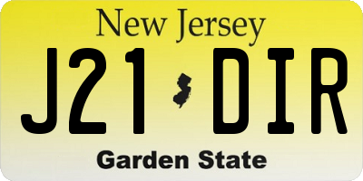 NJ license plate J21DIR
