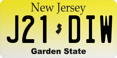 NJ license plate J21DIW