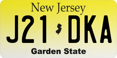 NJ license plate J21DKA