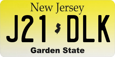 NJ license plate J21DLK