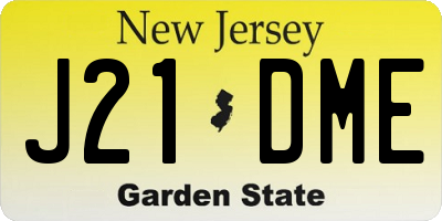NJ license plate J21DME