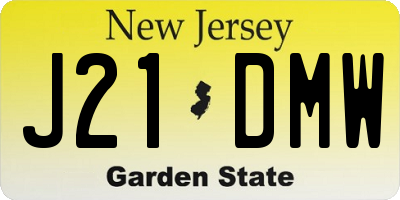 NJ license plate J21DMW