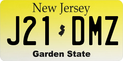 NJ license plate J21DMZ