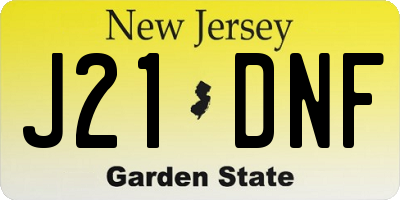 NJ license plate J21DNF