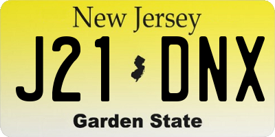 NJ license plate J21DNX
