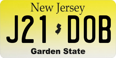 NJ license plate J21DOB