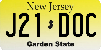 NJ license plate J21DOC