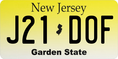 NJ license plate J21DOF