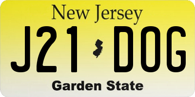 NJ license plate J21DOG