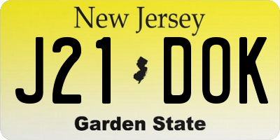 NJ license plate J21DOK