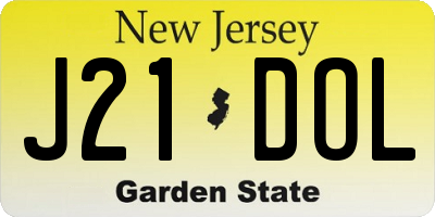 NJ license plate J21DOL