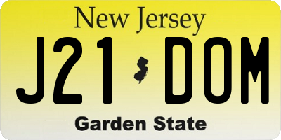 NJ license plate J21DOM