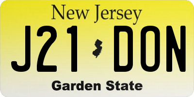 NJ license plate J21DON