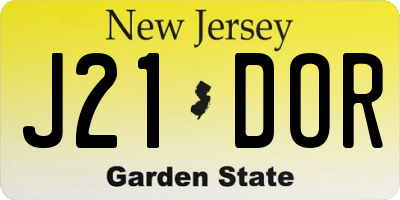 NJ license plate J21DOR