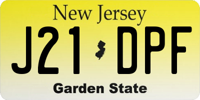 NJ license plate J21DPF