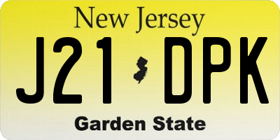 NJ license plate J21DPK