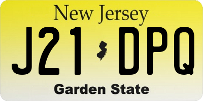 NJ license plate J21DPQ