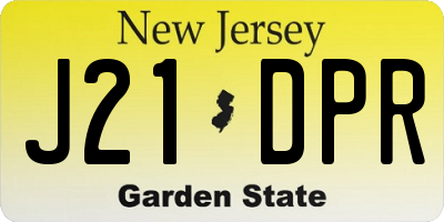 NJ license plate J21DPR
