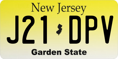 NJ license plate J21DPV