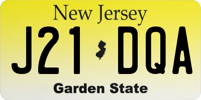 NJ license plate J21DQA