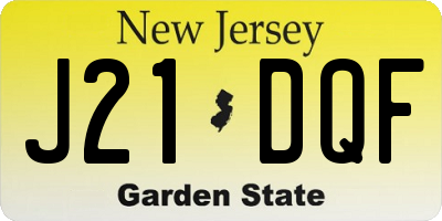 NJ license plate J21DQF
