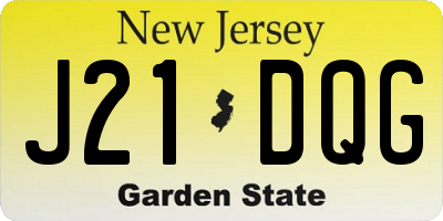 NJ license plate J21DQG