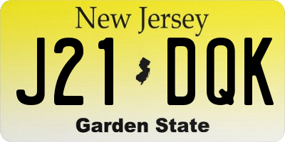 NJ license plate J21DQK