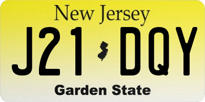 NJ license plate J21DQY