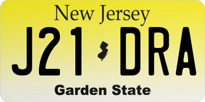 NJ license plate J21DRA