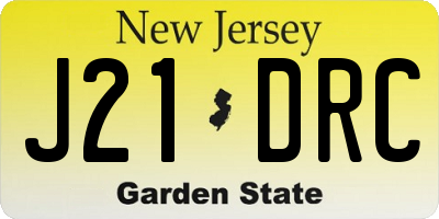 NJ license plate J21DRC