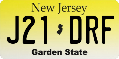 NJ license plate J21DRF