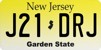NJ license plate J21DRJ