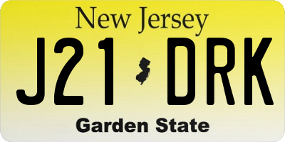 NJ license plate J21DRK