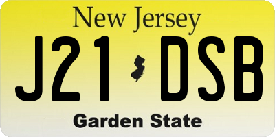 NJ license plate J21DSB