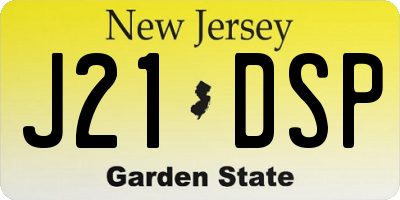NJ license plate J21DSP