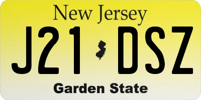 NJ license plate J21DSZ