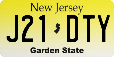 NJ license plate J21DTY