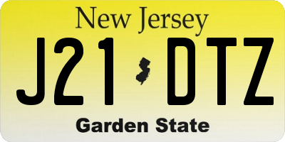 NJ license plate J21DTZ