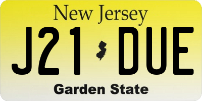 NJ license plate J21DUE